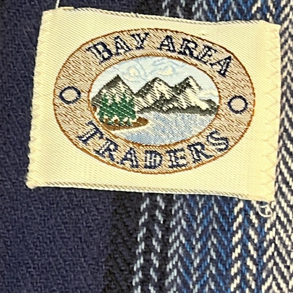 XL Bay Area Traders BLUE HERRINGBONE STRIPED Flannel Shirt buttons HEAVY RUGGED - Picture 8 of 12